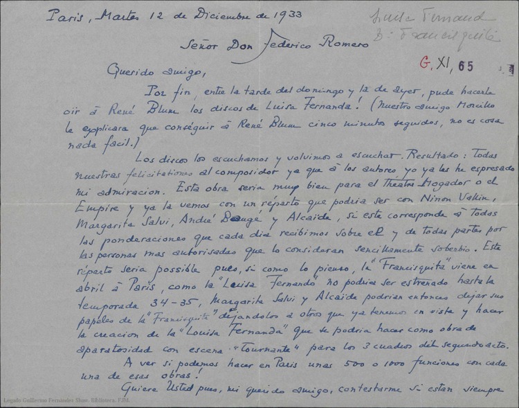 Carta De Andr De Badet A Federico Romero Dici Ndole Que Ha O Do Con