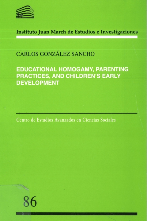 Portada de "Educational Homogamy, Parenting Practices, and Children's Early Development"