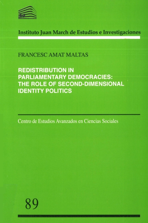 Portada de "Redistribution in Parliamentary Democracies: The Role of Second-Dimensional Identity Politics"