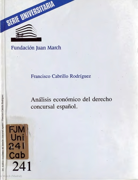 Portada de "Análisis económico del derecho concursal español"