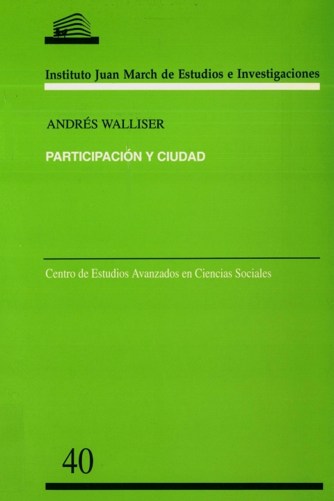 Portada de "Participación y ciudad"