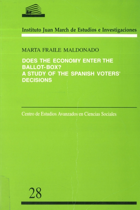 Portada de "Does the economy enter the ballot-box?: a study of the Spanish voters' decisions"