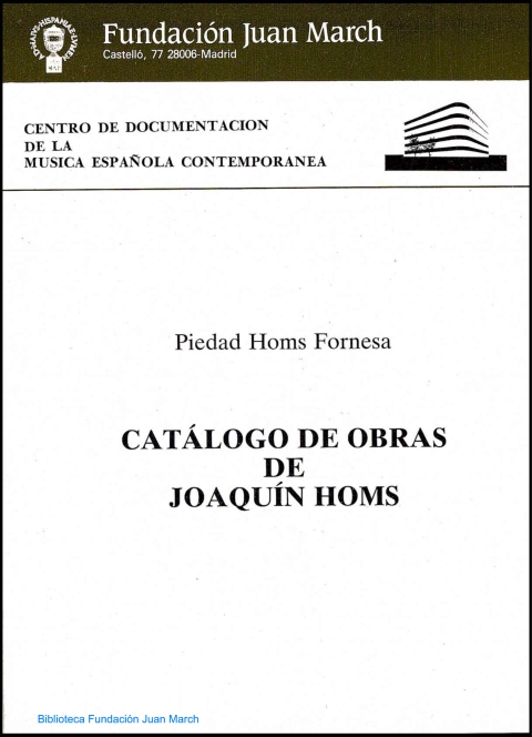 Portada de "Catálogo de obras de Joaquín Homs"