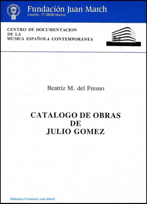Portada de "Catálogo de obras de Julio Gómez"