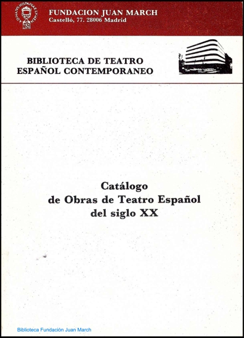 Portada de "Catálogo de obras de teatro español del siglo XX"
