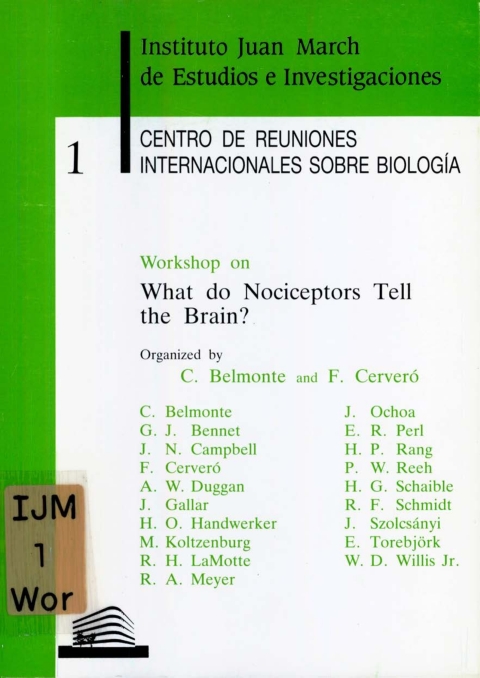 Portada de "Workshop on What do Nociceptors Tell the Brain?"