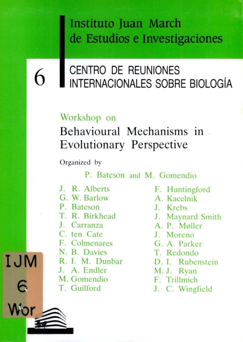 Portada de "Workshop on Behavioural Mechanisms in Evolutionary Perspective"