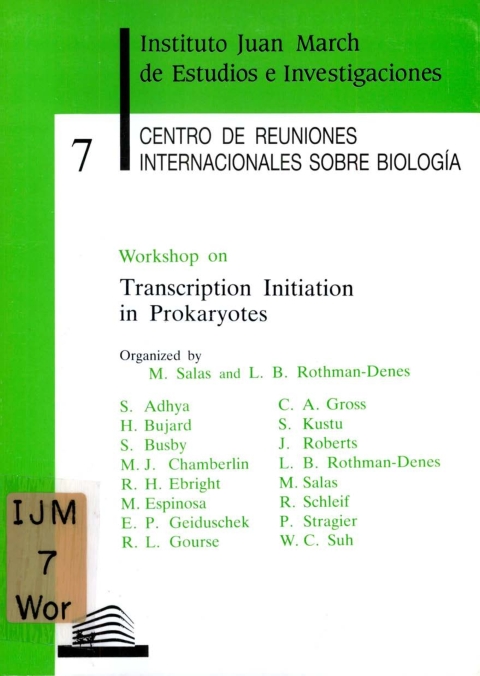 Portada de "Workshop on Transcription Initiation in Prokaryotes"