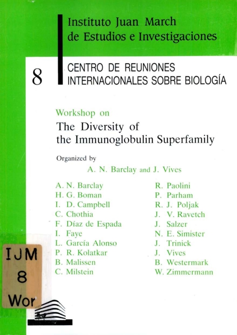 Portada de "Workshop on The Diversity of the Immunoglobulin superfamily"