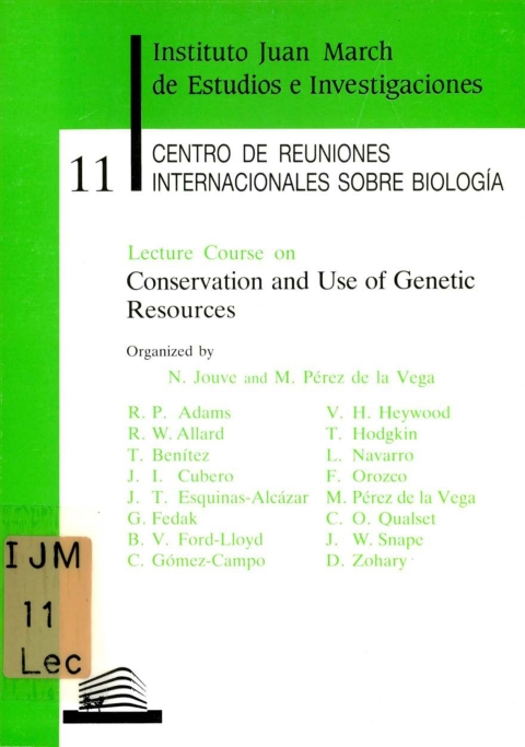 Ficha Lecture Course On Conservation And Use Of Genetic Resources Biblioteca