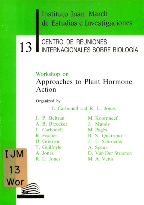 Portada de "Workshop on Approaches to Plant Hormone Action"