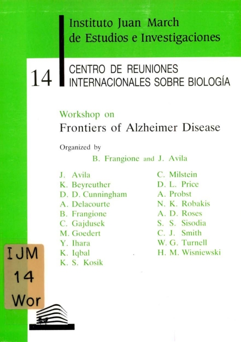 Portada de "Workshop on Frontiers of Alzheimer Disease"