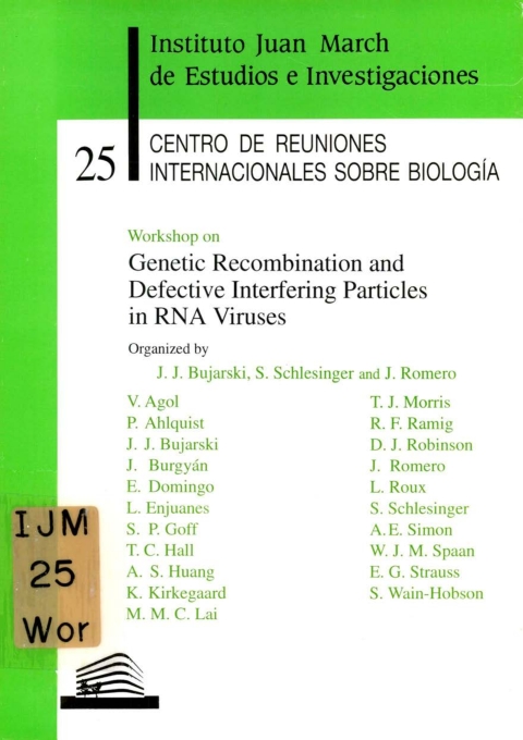 Portada de "Workshop on Genetic Recombination and Defective Interfering Particles in RNA Viruses"
