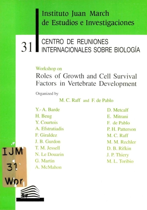 Portada de "Workshop on Roles of Growth and Cell Survival Factors in Vertebrate Development"