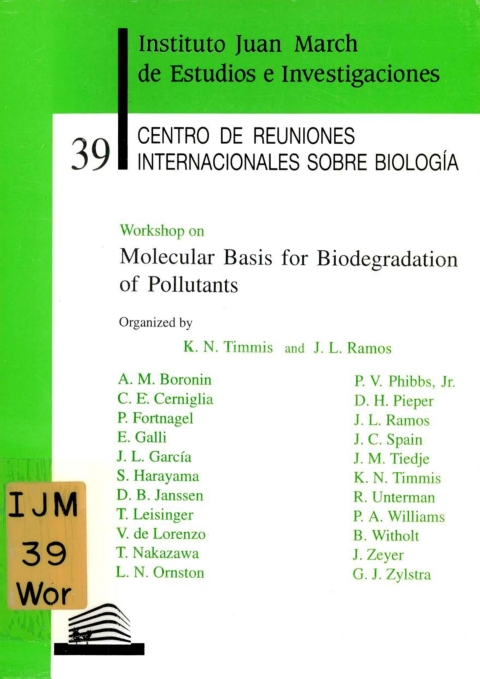 Portada de "Workshop on Molecular Basis for Biodegradation of Pollutants"