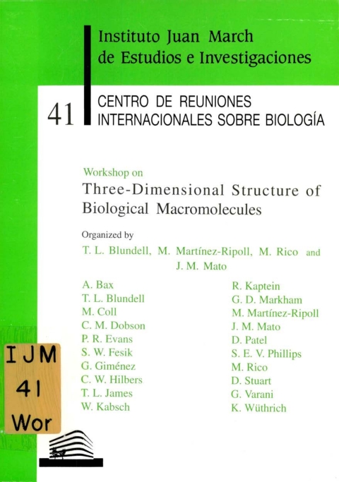 Portada de "Workshop on Three-Dimensional Structure of Biological Macromolecules"