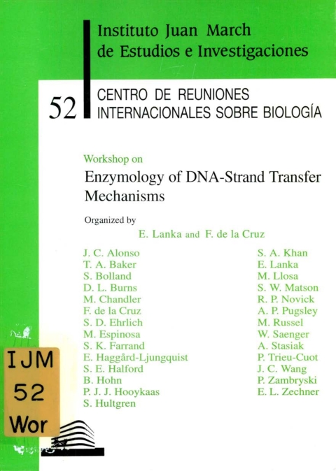 Portada de "Workshop on Enzymology of DNA-Strand Transfer Mechanisms"
