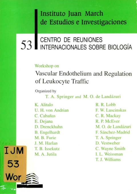 Portada de "Workshop on Vascular Endothelium and Regulation of Leukocyte Traffic"