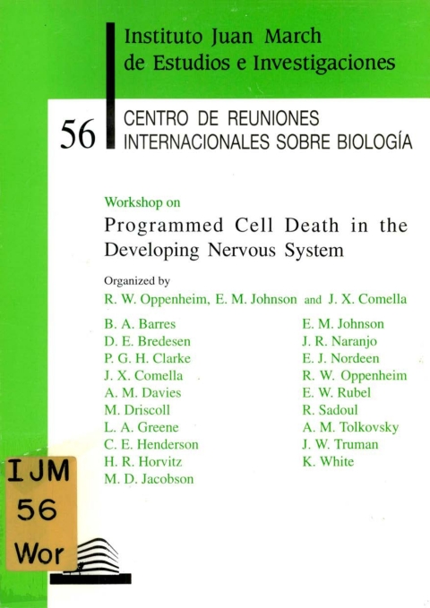 Portada de "Workshop on Programmed Cell Death in the Developing Nervous System"