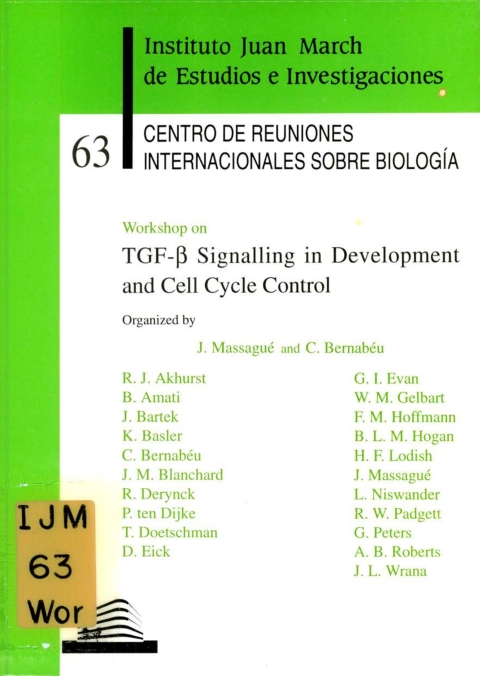 Portada de "Workshop on TGF-B Signalling in Development and Cell Cycle Control"