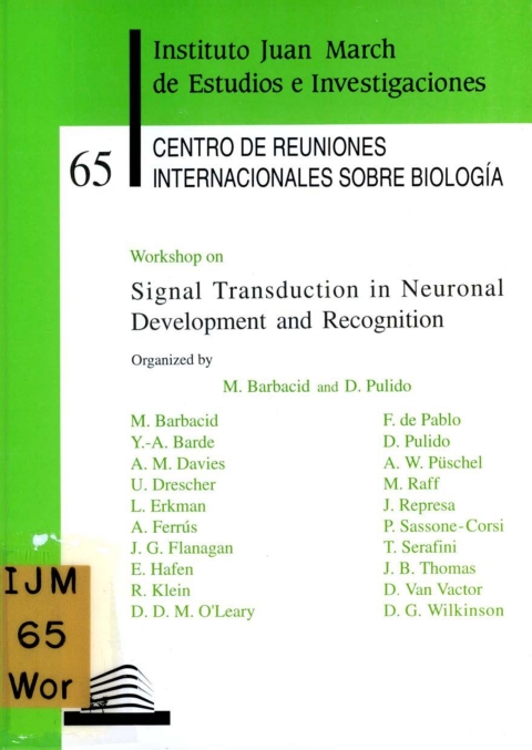 Portada de "Workshop on Transduction in Neuronal Development and Recognition"