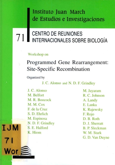 Portada de "Workshop on Programmed Gene Rearrangement : site-Specific Recombination"