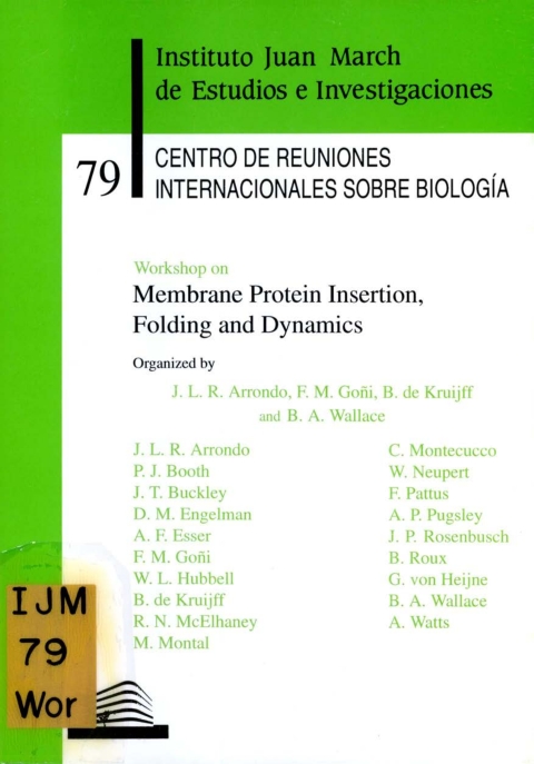 Portada de "Workshop on Membrane Protein Insertion, Folding and Dynamics"