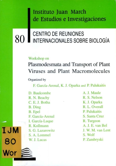 Portada de "Workshop on Plasmodesmata and Transport of Plant Viruses and Plant Macromolecules"