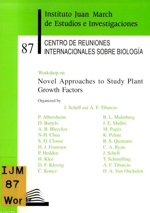 Portada de "Workshop on Novel Approaches to Study Plant growth Factors"