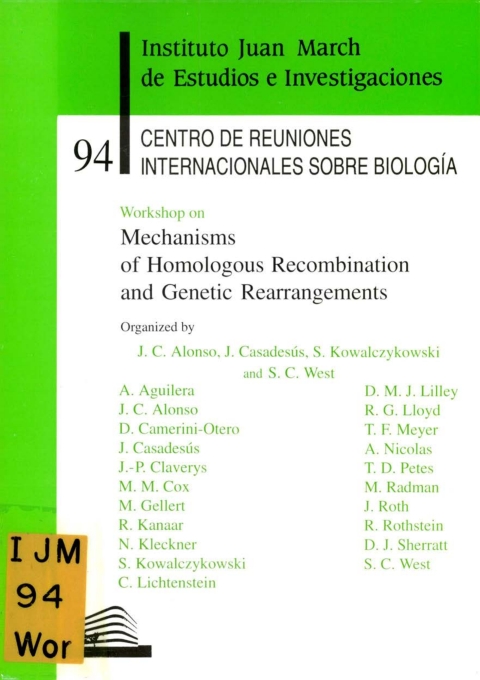Portada de "Workshop on Mechanisms of Homologous Recombination and Genetic Rearrangements"