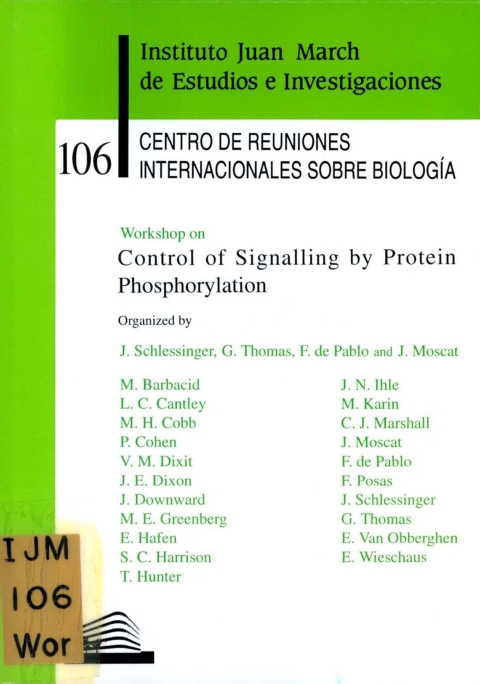 Portada de "Workshop on Control of Signalling by Protein Phosphorylation"