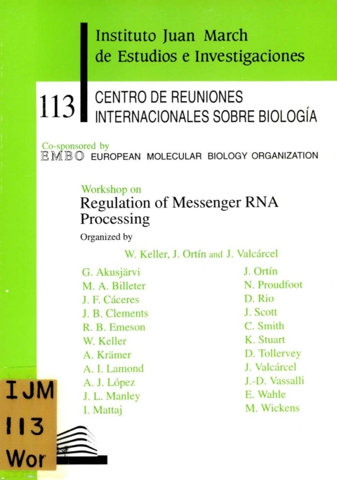 Portada de "Workshop on Regulation of Messenger RNA Processing"