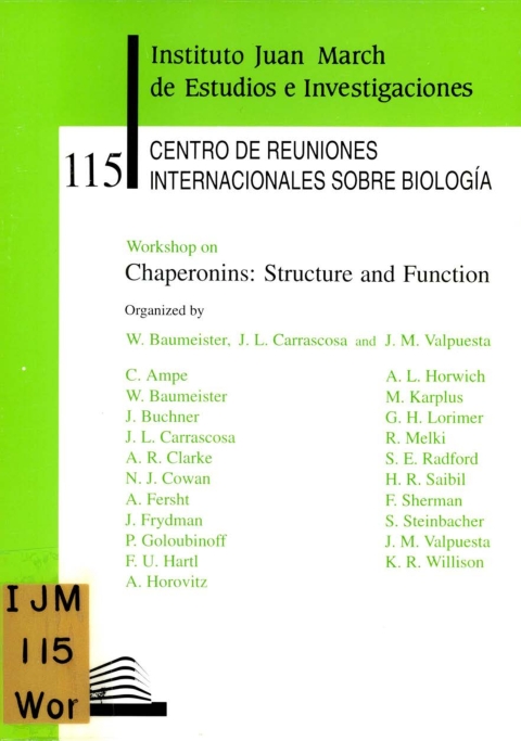 Ficha Workshop On Chaperonins Structure And Function Biblioteca