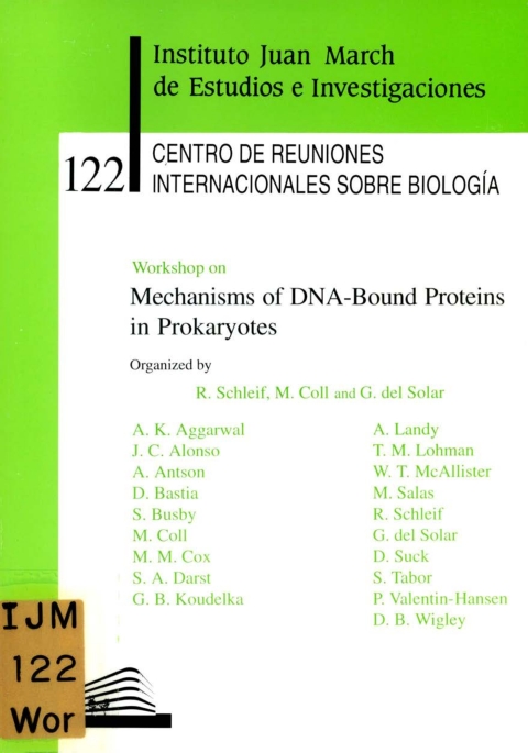Portada de "Workshop on Mechanisms of DNA-Bound Proteins in Prokaryotes"