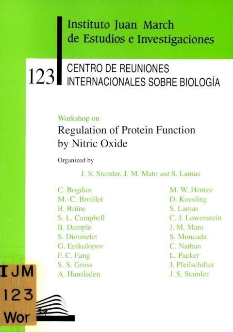 Portada de "Workshop on Regulation of Protein Function by Nitric Oxide"