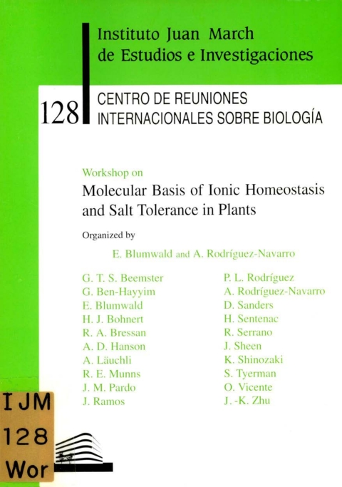 Portada de "Workshop on Molecular Basis of Ionic Homeostasis and Salt Tolerance in Plants"