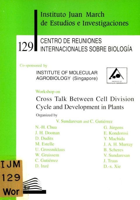 Portada de "Workshop on Cross Talk Between Cell Division Cycle and Development in plants"