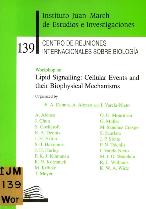 Portada de "Workshop on Lipid Signalling : Cellular Events and their Biophysical Mechanisms"