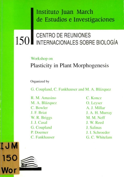 Portada de "Workshop on Plasticity in Plant Morphogenesis"
