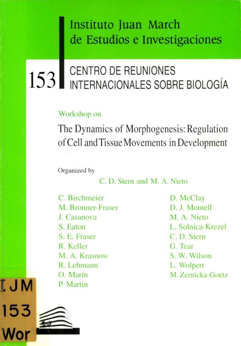 Portada de "Workshop on The Dynamics of Morphogenesis : Regulation of Cell and Tissue Movements in Development"