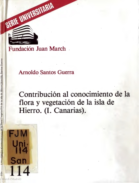 Portada de "Contribución al conocimiento de la flora y vegetacion de la isla de Hierro : (I. Canarias)"