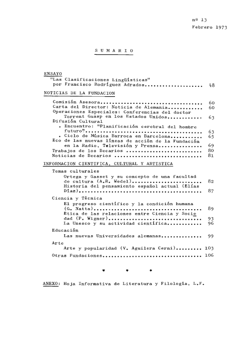 Portada de "Boletín febrero 1973"