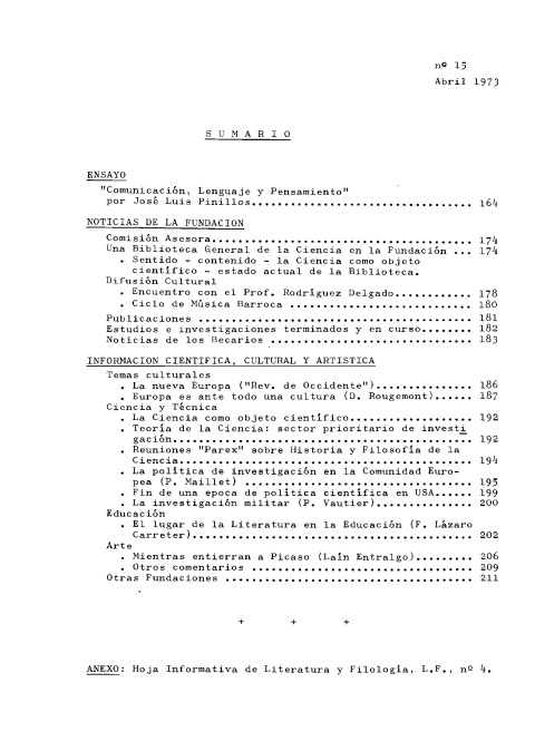 Portada de "Boletín abril 1973"