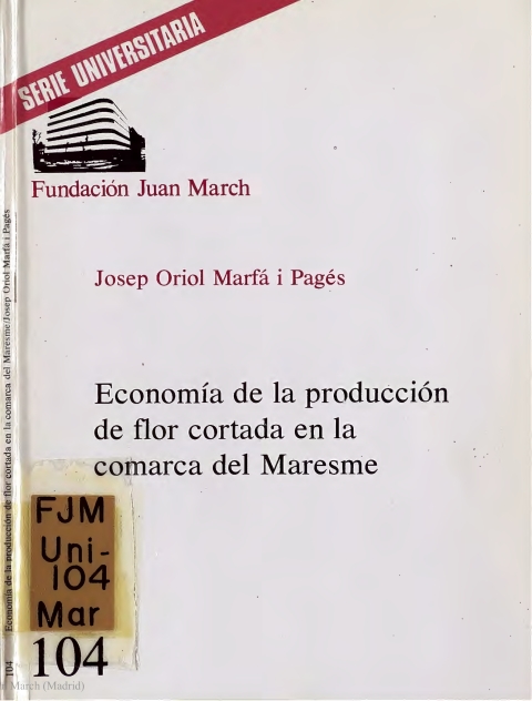 Portada de "Economía de la producción de flor cortada en la comarca del Maresme"