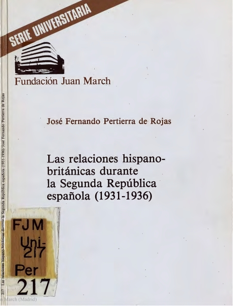 Portada de "Las relaciones hispano-británicas durante la Segunda República española (1931-1936)"