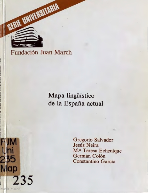 Portada de "Mapa lingüístico de la España actual"