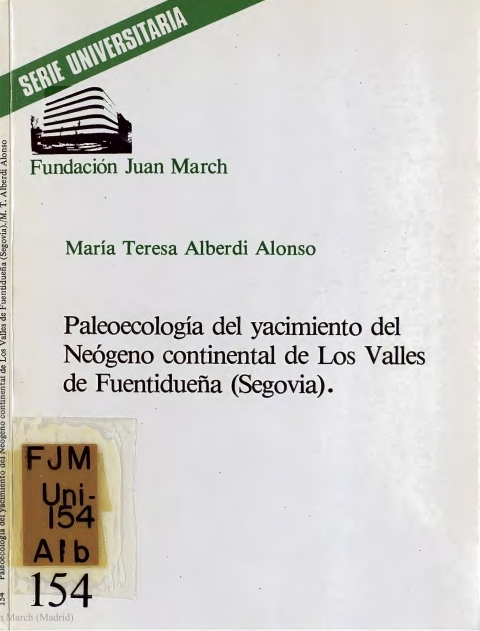 Portada de "Paleoecología del yacimiento del Neogeno continental de los Valles de Fuentidueña (Segovia)"