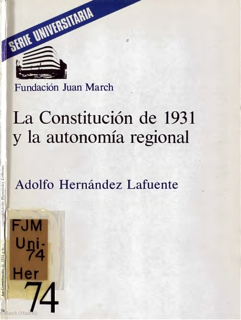 Portada de "La Constitución de 1931 y la autonomía regional"