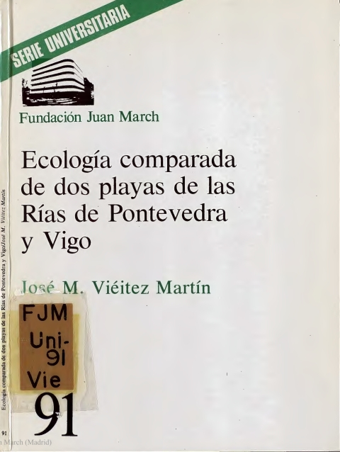 Portada de "Ecología comparada de dos playas de las Rías de Pontevedra y Vigo"