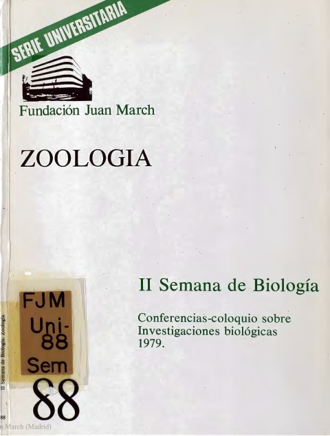 Portada de "Zoología : [II Semana de Biología : conferencias coloquio sobre investigaciones biológicas 1979]"